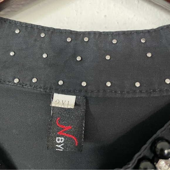 N by Nancy Black Midi 3/4 Sleeve Bedazzled Plus Size High Low Dress 2XL - Picture 12 of 15